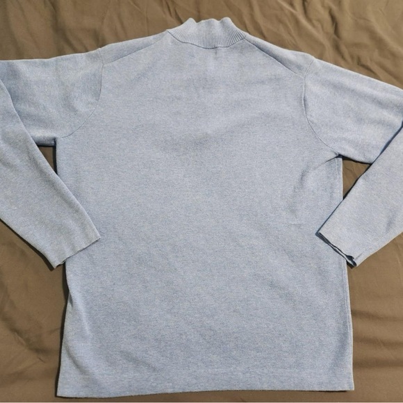 Peter Millar Blue Zip Up Sweater with Stand-Up Collar - Picture 3 of 5